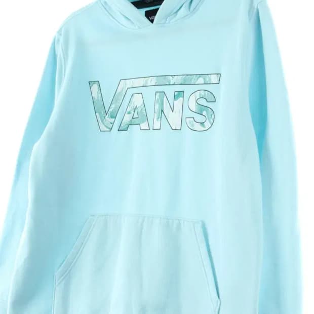 W(L) 반스 후드티셔츠 기모 하늘색 빅로고-1716D