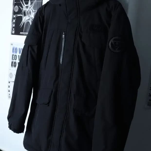 (L-XL) 게스 패딩 점퍼자켓 유틸 덕다운 블랙 올드스쿨-1718C