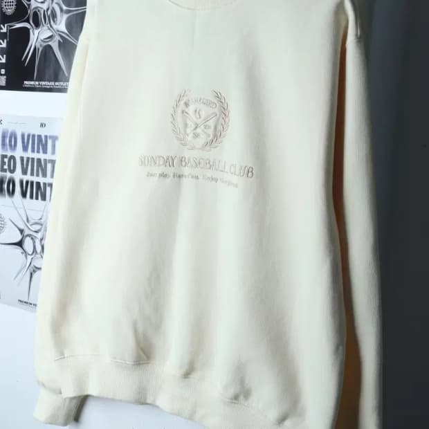 (S) 마하그리드 맨투맨 티셔츠 새상품 아이보리 크림 기모-171CD