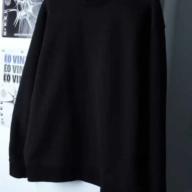 (L-XL) 소버먼트 맨투맨 티셔츠 세미오버 무지 블랙-1720C