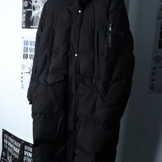 (XS-S) 게스 패딩 점퍼자켓 덕다운 블랙 롱 올드스쿨-1720F