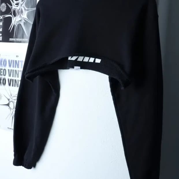 W(XS-S) 나이키 맨투맨 티셔츠 크롭 블랙 스우시 커스텀-17218