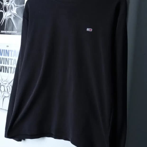 (S) 타미힐피거 긴팔티셔츠 작은사용감 스몰로고 블랙-17219