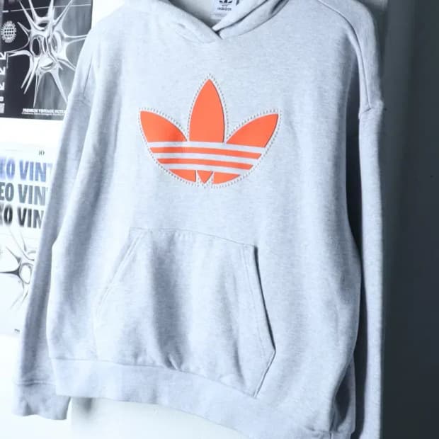 W(L) 아디다스 후드티셔츠 오리지널 빅로고 그레이 올드스쿨-1721C