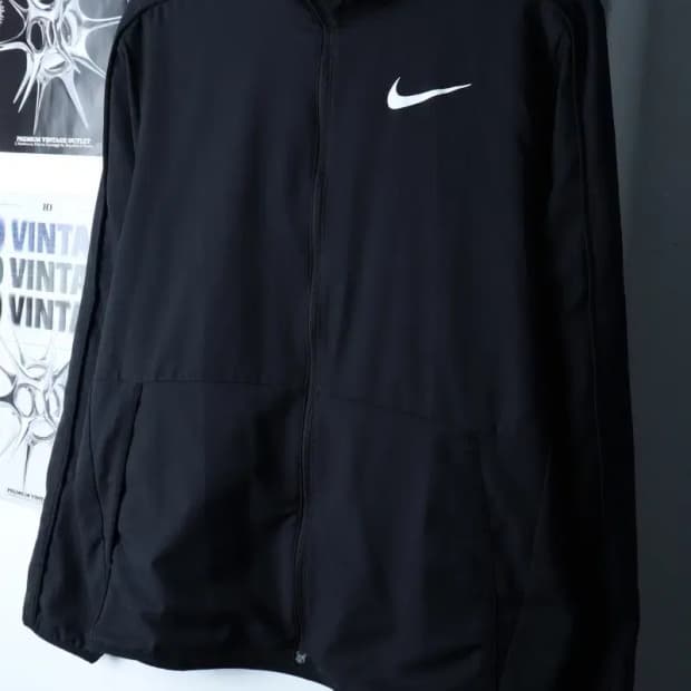 (L) 나이키 집업 바람막이 점퍼자켓 드라이핏 기능성 블랙-1721D