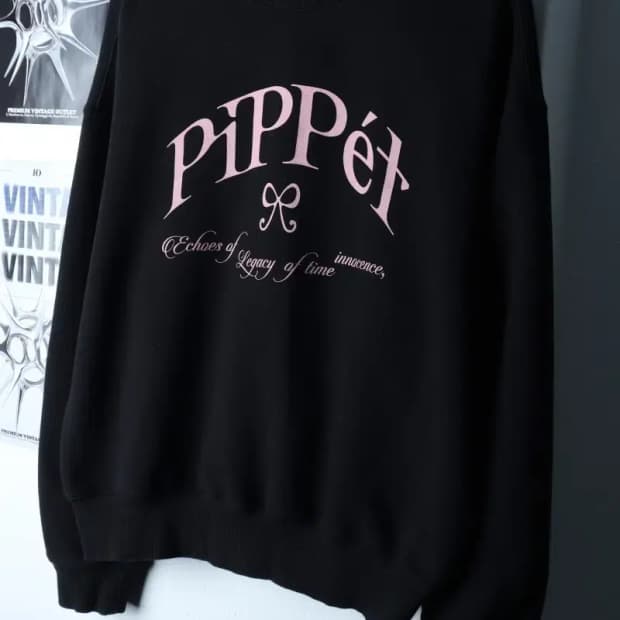 W(F) 핍펫 맨투맨 티셔츠 빅로고 블랙 올드스쿨-17226