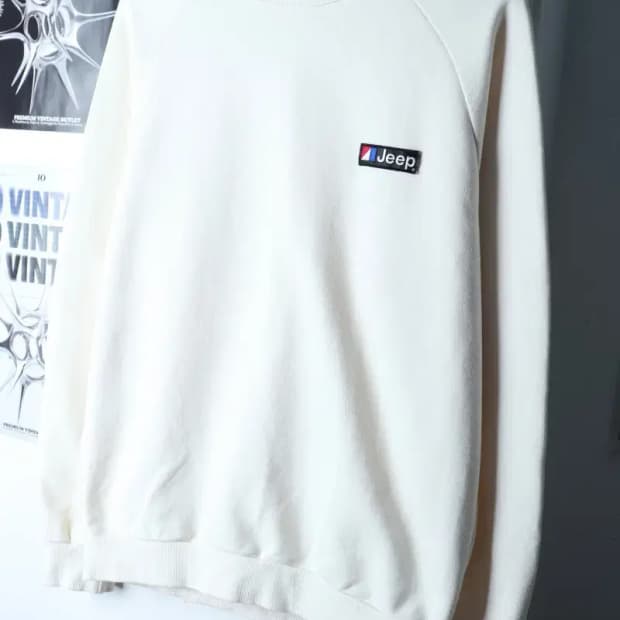 (M-L) 지프 맨투맨 티셔츠 루즈핏 아이보리 올드스쿨-17227