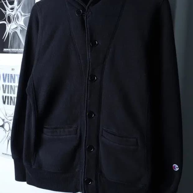 (M) 챔피온 집업 바람막이 점퍼자켓 가디건 리버스위브 블랙-17228