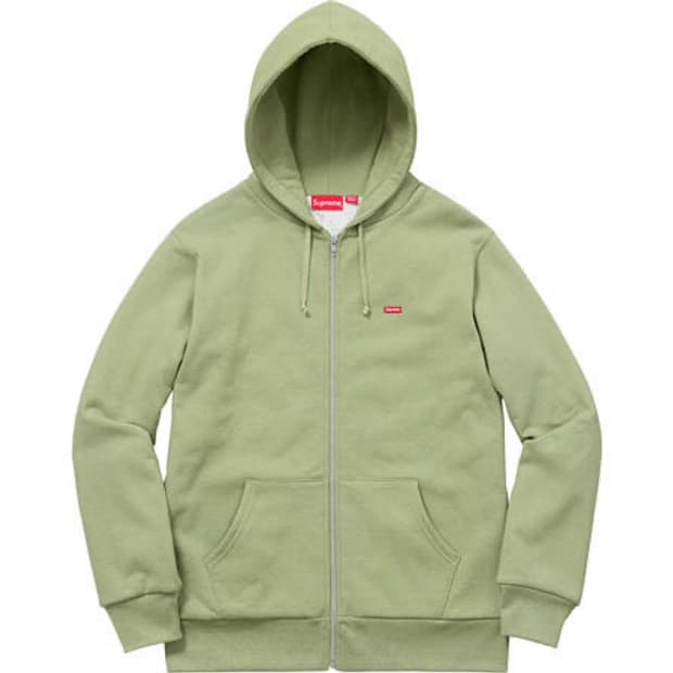 슈프림 스몰 박스로고 써멀 짚업 후드 스웻 SAGE