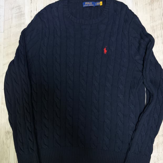 [L] 폴로 랄프로렌 네이비 케이블 니트