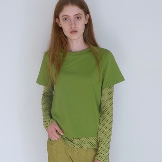 노컨텐츠 dot layered t (그린)
