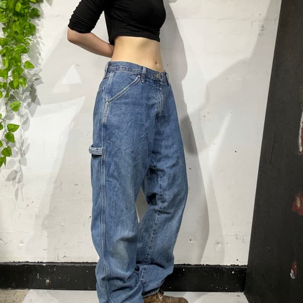 랭글러 중청 어센틱 히어로 카펜터 데님 팬츠 와이드 청바지 32