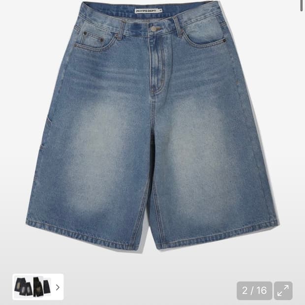 피지컬 디파트먼트 버뮤다 팬츠 (택달린 새상품 연청 M)