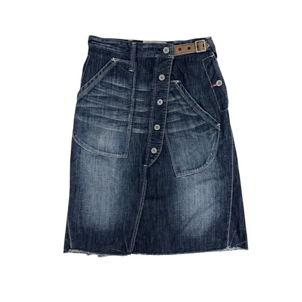 Japan vintage 데님 미디 스커트 s