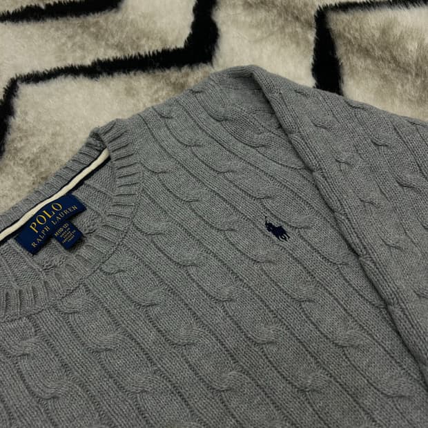 [여성S]폴로랄프로렌 라운드 꽈배기 니트/그레이