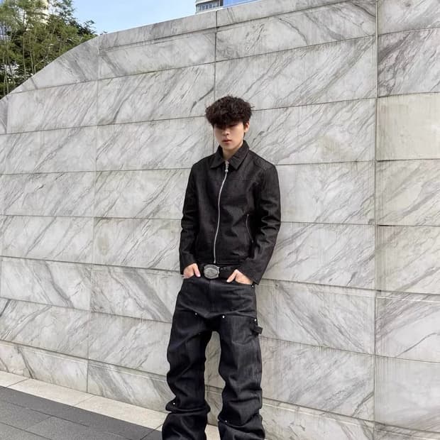 와이드 카고 데님 팬츠