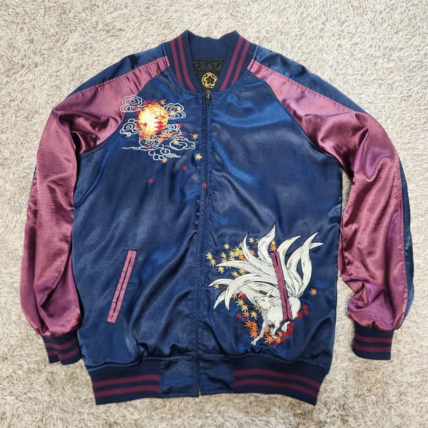 일본 ROGUE 여우 자수 수카잔 자켓 키츠네 · 기모노 · 단풍 자수