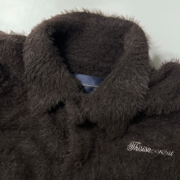 thisisneverthat Logo Shaggy Knit Polo