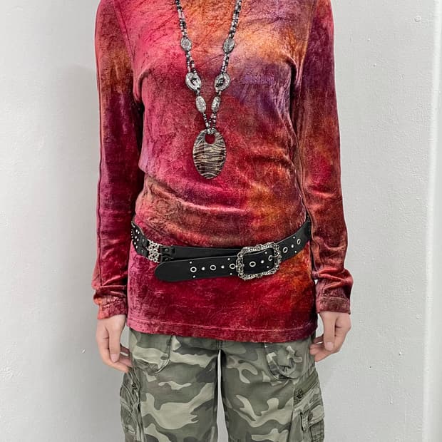 모스키노 로고 벨로아 슬림 탑 