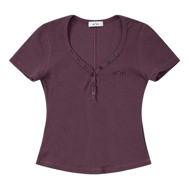 애즈온 LEAF BUTTON T / PURPLE