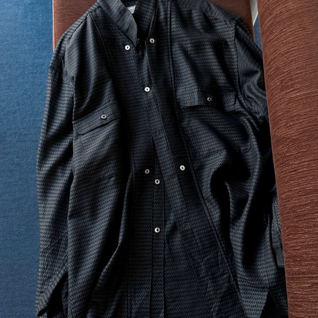 Stand collar panel design shirt