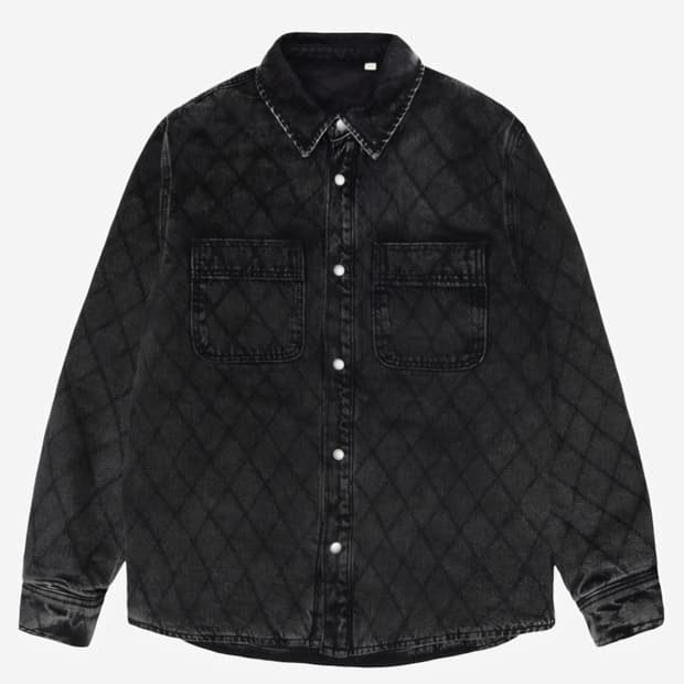 스투시 퀄티드 데님셔츠 블랙 XXL