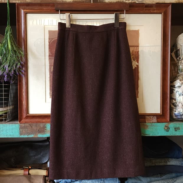 90s 발렌시아가 보카시 울 스커트 브라운 38