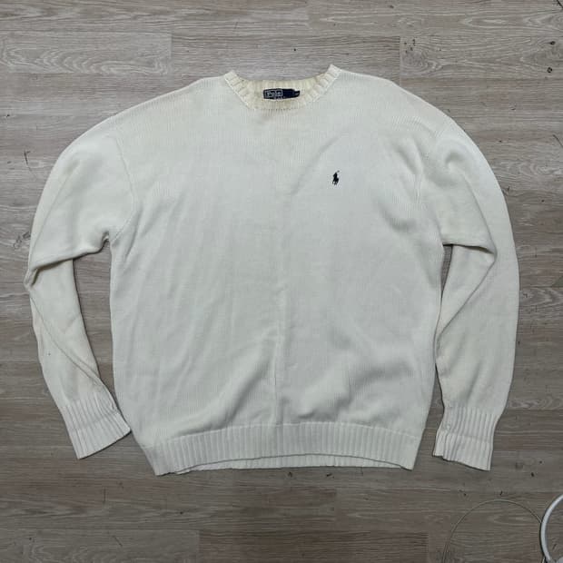 폴로 랄프로렌 코튼 스몰포니 라운드 크루넥 니트 [아이보리] 2XL110