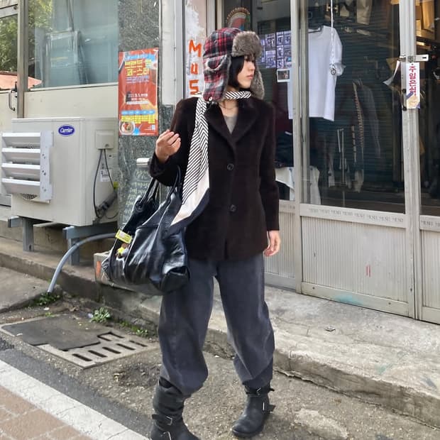  크로커다일 울 수리 알파카 혼방 자켓 