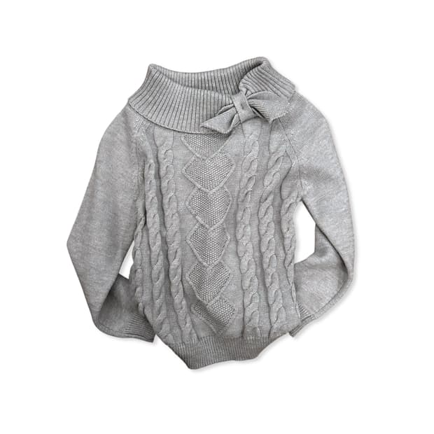 Ribbon Gray Off shoulder Knit Top