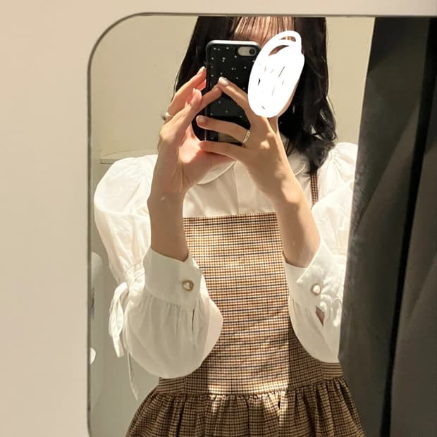 시눈 레이 블라우스 화이트 셔츠