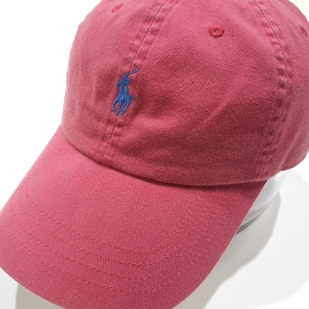 CL836 폴로 코튼 가죽스트랩 빈티지핑크 볼캡 모자