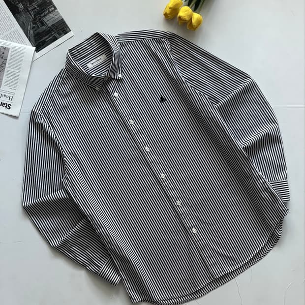 Bean Pole 빈폴 블랙 스트라이프 셔츠