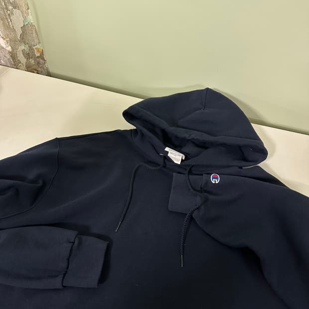 XXL 챔피온 USA 네이비 손목로고 스웻후드티