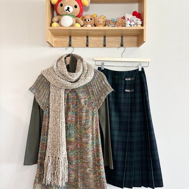 jpn 하구미 스즈코 히피 모리걸 너드 아오이유우 레이어드 코디세트