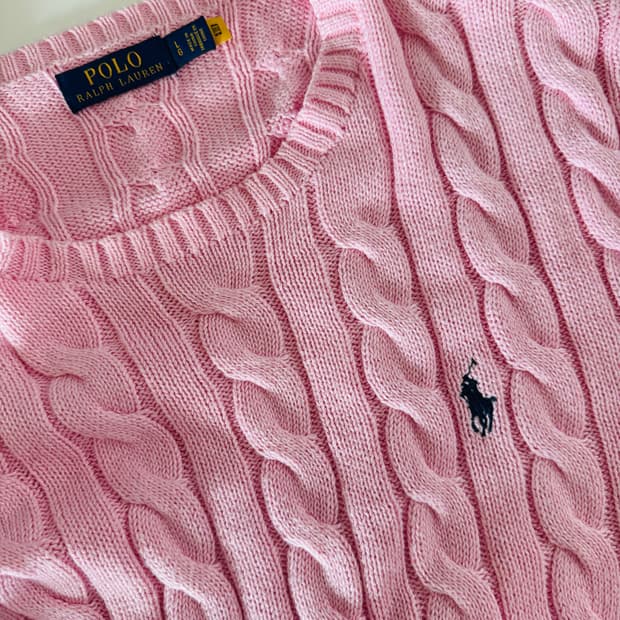 (정품) 폴로 랄프로렌 핑크 케이블 니트 L(남녀공용)
