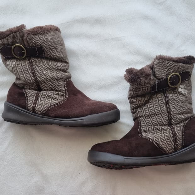 빈티지 모리걸 하구미 브라운 퍼 부츠 