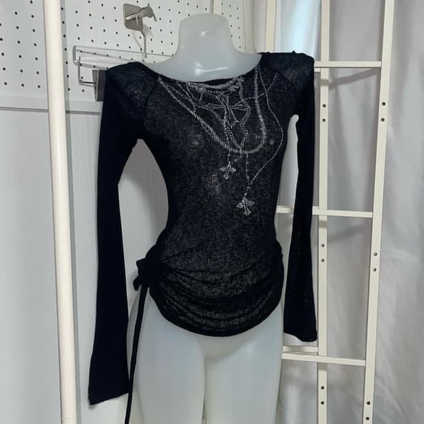 빈티지 레이어드 프린팅 슬리브