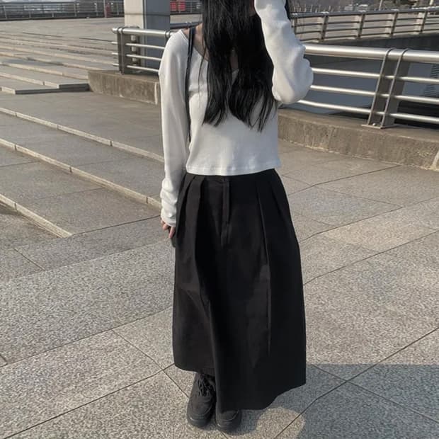 새상품) 애니원모어 파인 핀턱 코튼 롱 스커트 애니원모어 스커트