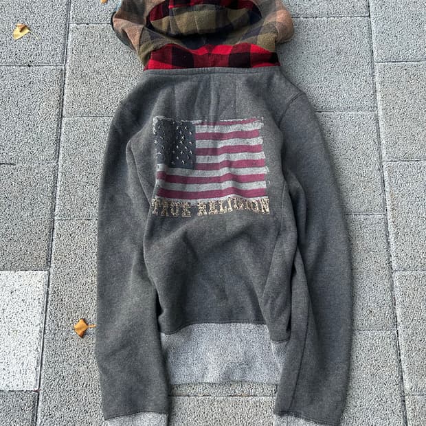 *rare* 2000s 트루릴리젼 성조기 스터드 딱붙 후드집업