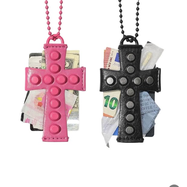 스컬프터  Cross Stud Strap Wallet 핑크