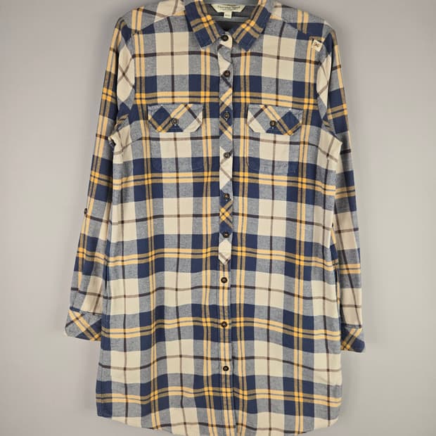 [무료배송]써스데이아일랜드 S 여성 플란넬 롱 체크 셔츠 원피스