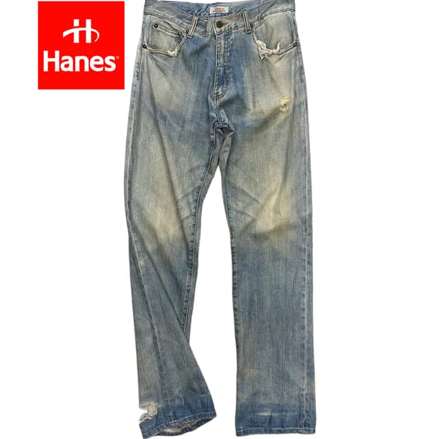 HANES vintage aging damage jean