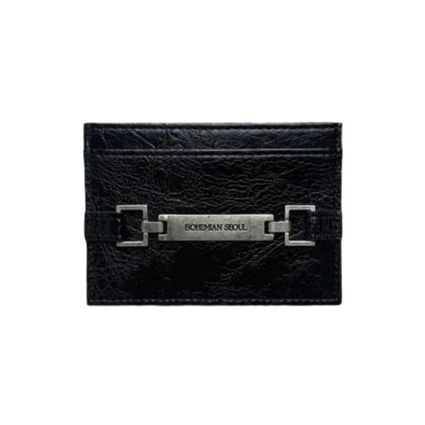 보헤미안서울 leather metal belted wallet black