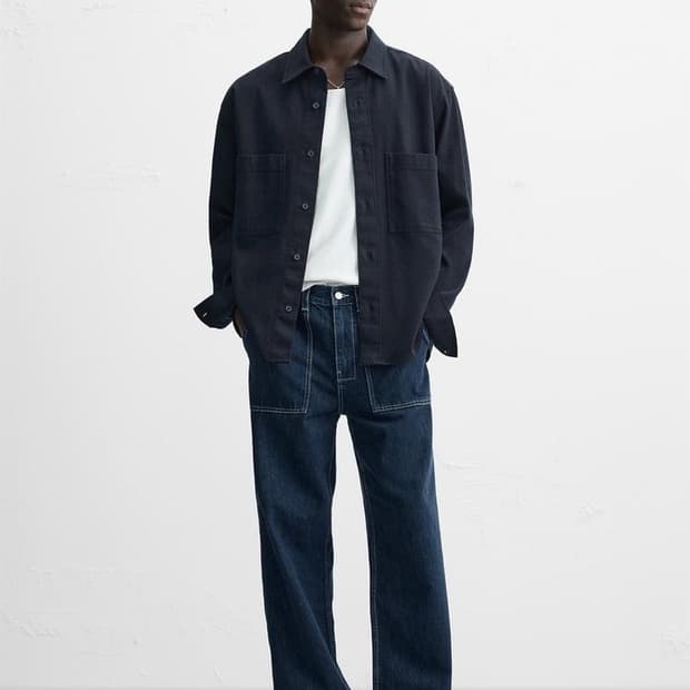 자라 스티치 와이드 레그 진