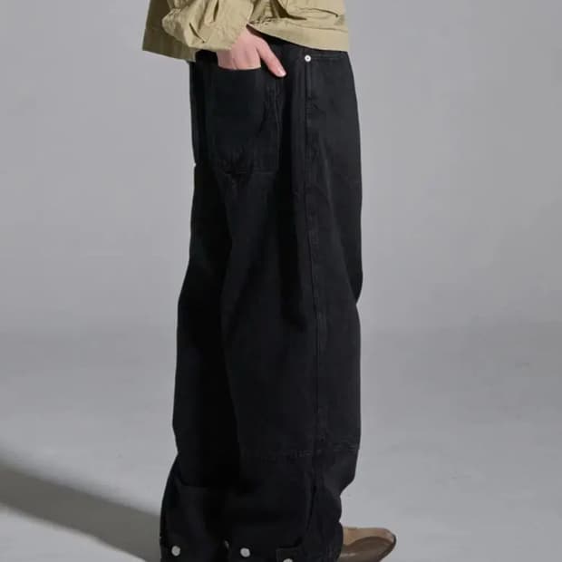 노운  noun max wide denim pants black (0)