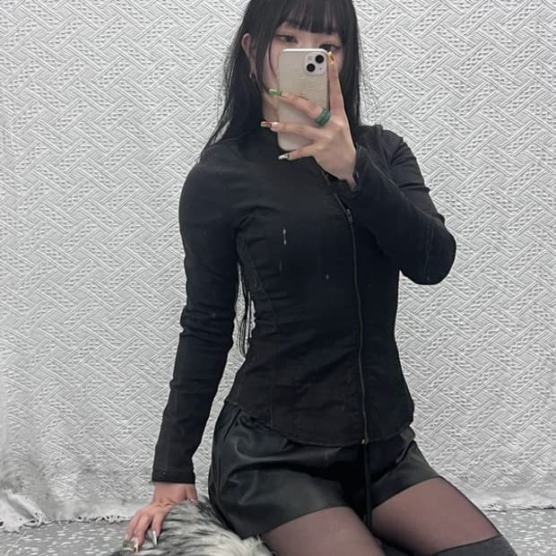 지스타 우먼 모던 시크 스판 레이싱 라이더 자켓 S C09490