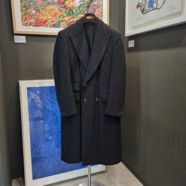 톰포드  울 더블 브레스티드 챠콜 코트