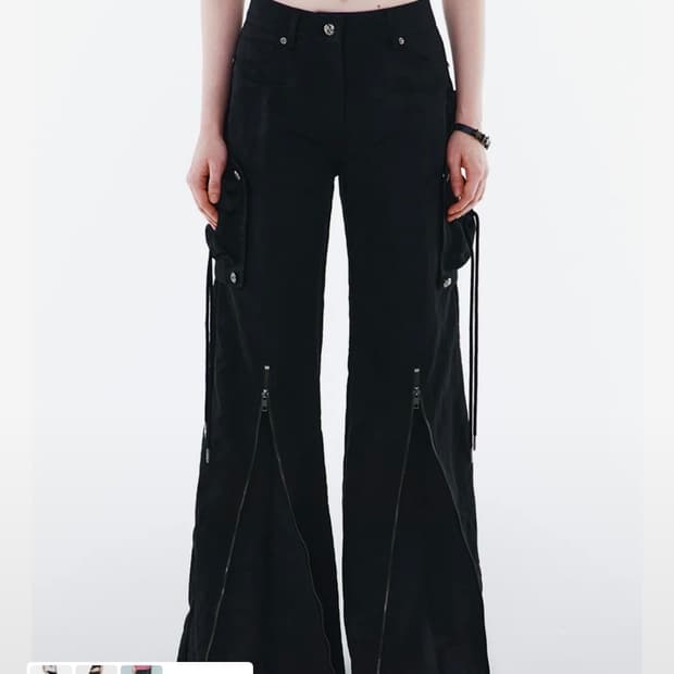 와이이이엘 MULTI-ZIPPER NYLON PANTS BLACK