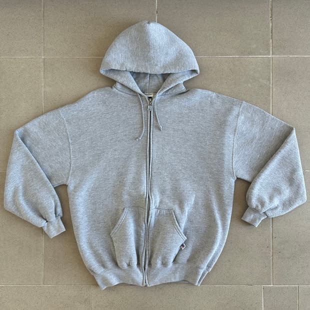 90s 빈티지 러셀 후드집업 그레이 XL USA